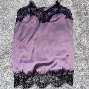 Satin Tanktop w/ Lace Detailing (Purple) — She + Sky — size L
